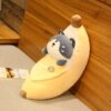 Jouet peluche créatif en forme de cochon qui pèle les bananes