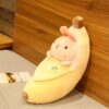 Jouet peluche créatif en forme de cochon qui pèle les bananes