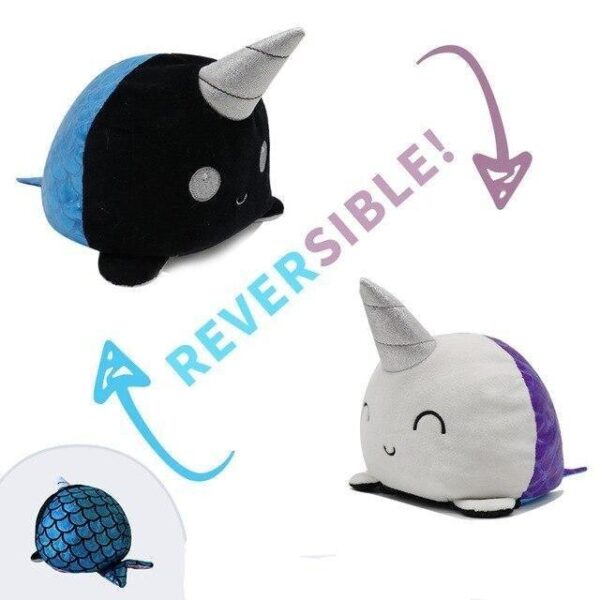 Peluche Réversible Baleine Licorne Noir