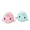 Peluche Réversible Baleine Licorne Rose et Turquoise