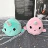 Peluche Réversible Baleine Licorne Turquoise et Rose