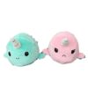 Peluche Réversible Baleine Licorne Turquoise et Rose