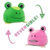 Peluche Réversible Grenouille Vert et Rose