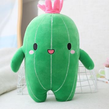 Peluche décorative en forme de cactus souriant
