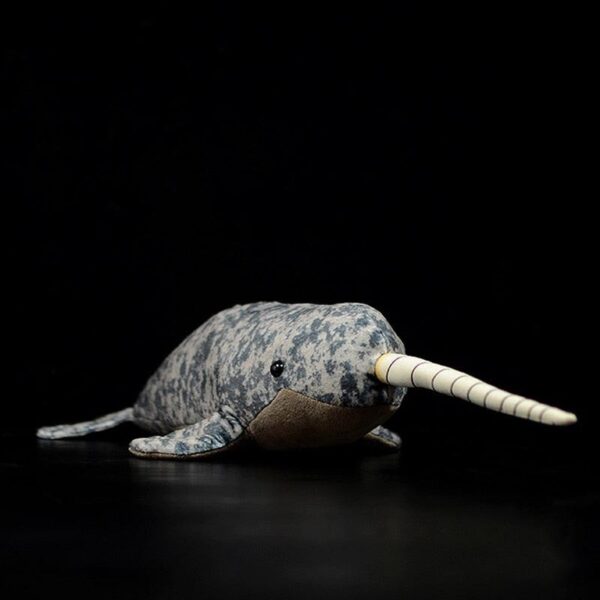 Jouet en peluche baleine licorne de 16,1 pouces, animal marin réaliste Narwhal