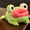 Coussin peluche en forme de grenouille verte