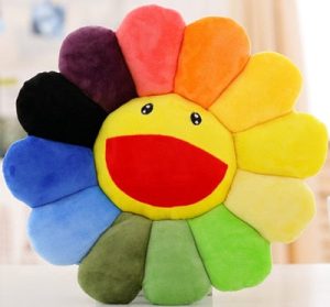 Coussin en peluche fleur de printemps souriante xxl