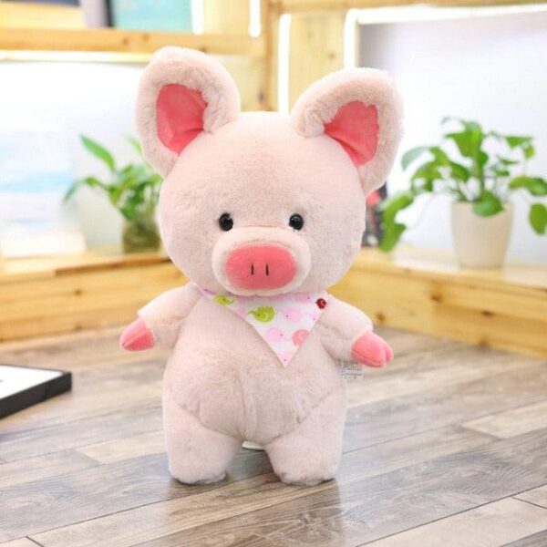 Peluche cochon rose géant avec écharpe décorative