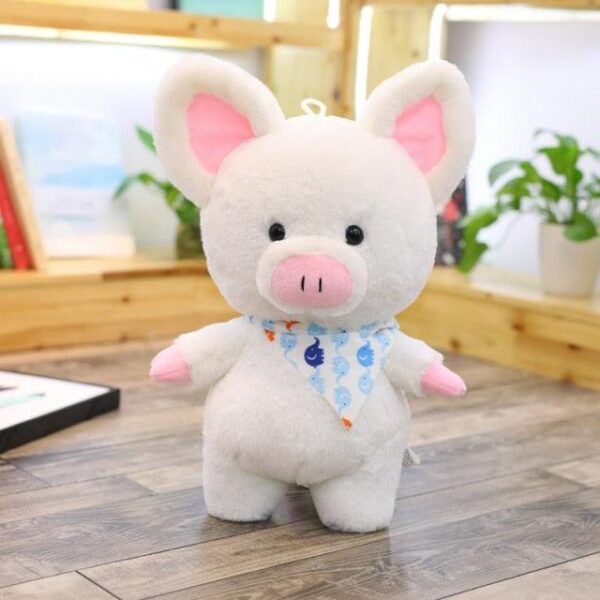 Peluche cochon rose géant avec écharpe décorative