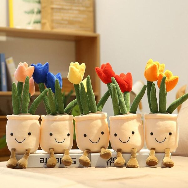 product-image-1686947261_61aeb04e-f411-4648-bff5-1c11f8de8791.jpg 14" Simulation de fleurs de tulipes, Plantes en pot créatives Jouets en peluche