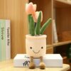 14" Simulation de fleurs de tulipes, Plantes en pot créatives Jouets en peluche