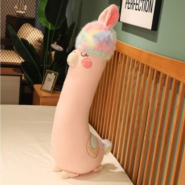 Oreiller géant en alpaga rose, peluche animale douce et mignonne