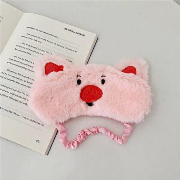Masque de sommeil en peluche cochon rose