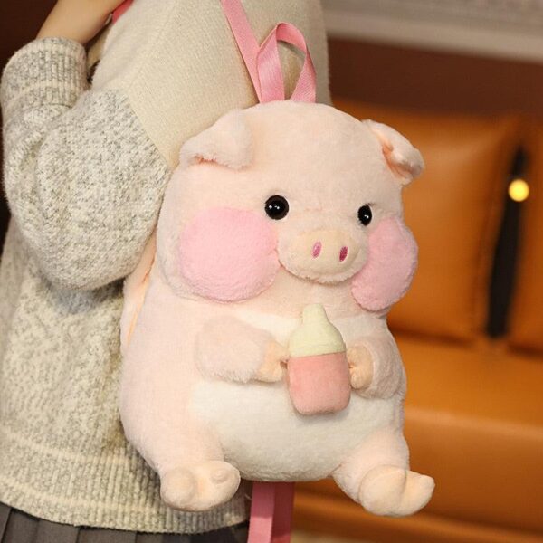 Chauffe-mains et sac à dos en peluche cochon rose