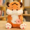 Animaux en peluche tigre assis avec du thé au lait