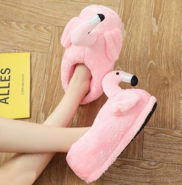 Pantoufles en peluche flamant rose