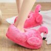 Pantoufles en peluche flamant rose