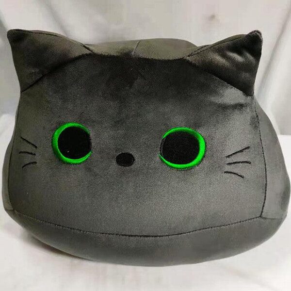 Peluche chat noir, blanc et gris
