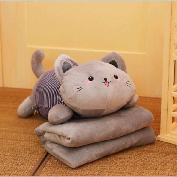 Oreiller en peluche pour chat avec couverture