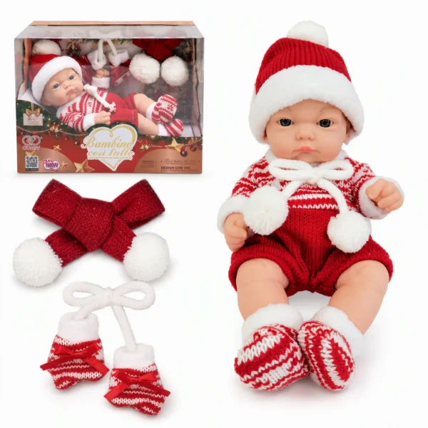 Poupée Deux modèles au choix, avec tenue de Noël en tricot