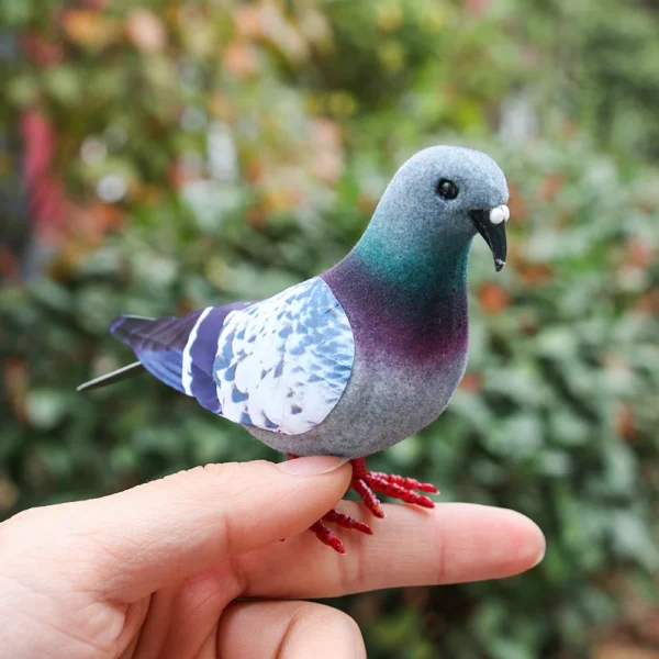 Oiseaux artificiels – Figurines de pigeons gris