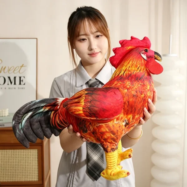 Peluches réalistes (poule, canard, dinosaure, chien, chat, âne)